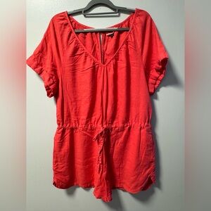 Universal Thread orange pink linen blend romper Large